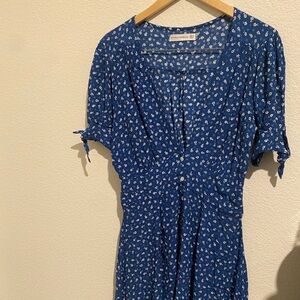 Faithfull the Brand Blue and White Midi Dress